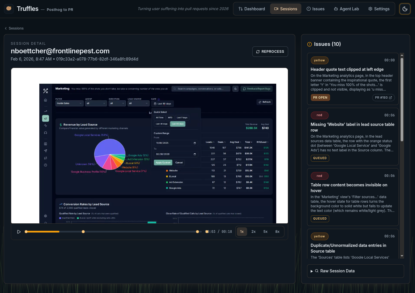 Session detail (dark)